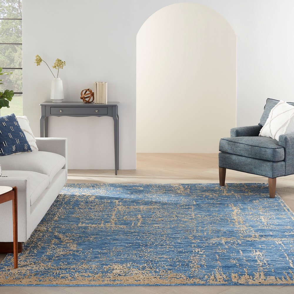 Luna Abstract Rugs LUN01 by Nourison in Dark Blue Mocha